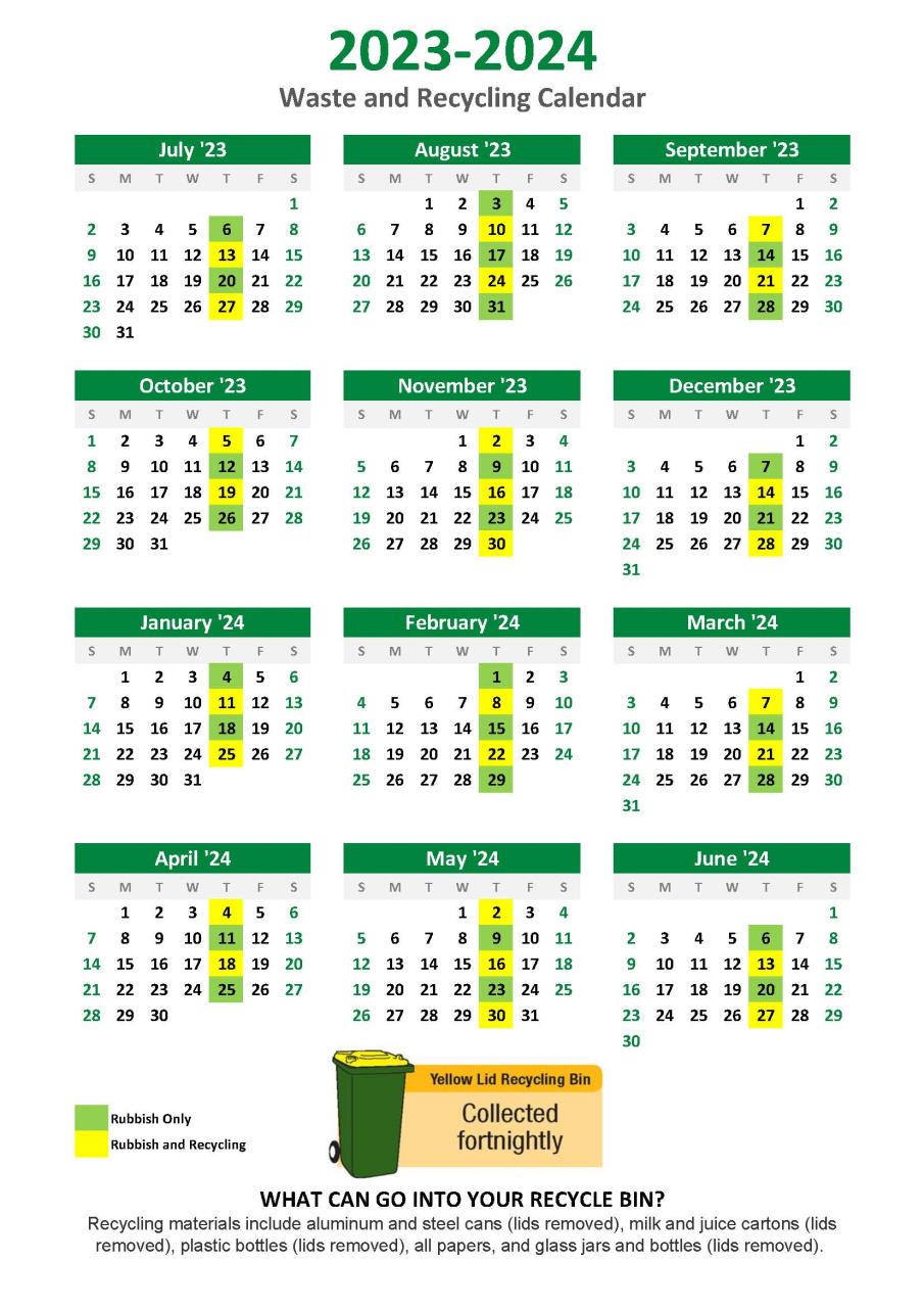 2023 2024 Waste Collection Calendar 