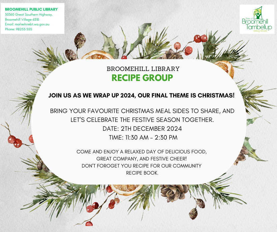 Broomehill Library Recipe Group - Christmas WIndup