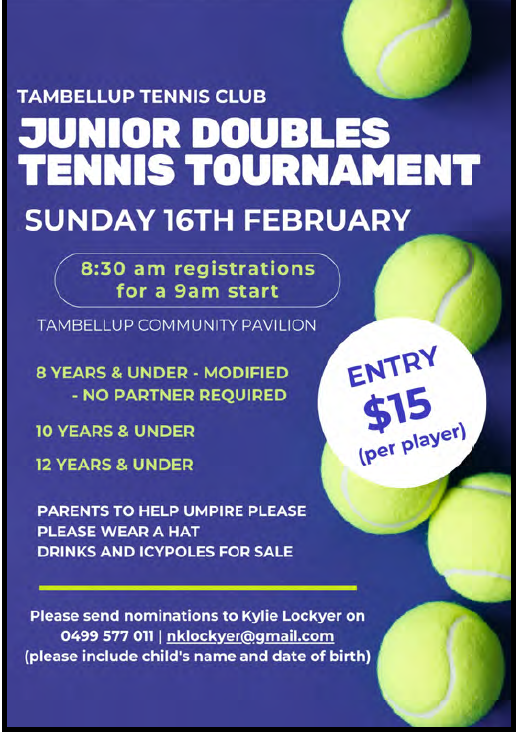 Tambellup Tennis Club Junior Doubles Tennis Tournament